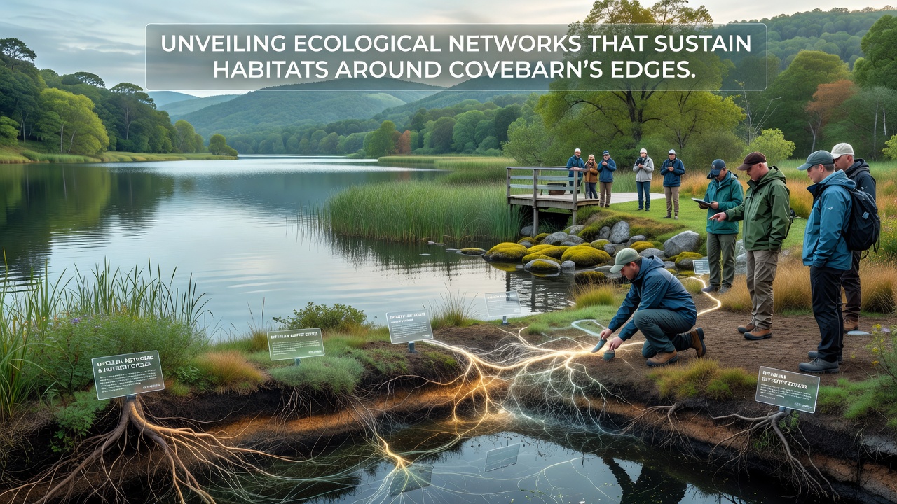Aerial view showing connected habitat zones and vegetation corridors at the edges of Covebarn